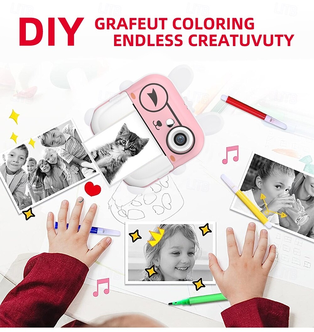 Новинка 2025 года: детская цифровая камера Polaroid Q5 с рисунком из мультфильма, симпатичная мини-камера для детей с HD-фотосъемкой и печатью, мини-видеокамера, рождественский подарок на день 2025 - $45.99 –P6