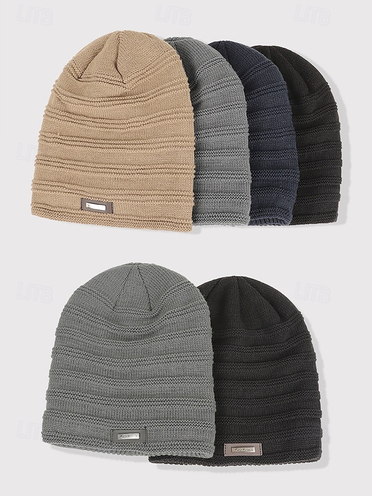 2025年 クリスマス用のメンズニットビーニーハット、柔らかいアクリルとフェイクファー、冬のファッションに最適な複数の色  コレクション – $11.99 –P3