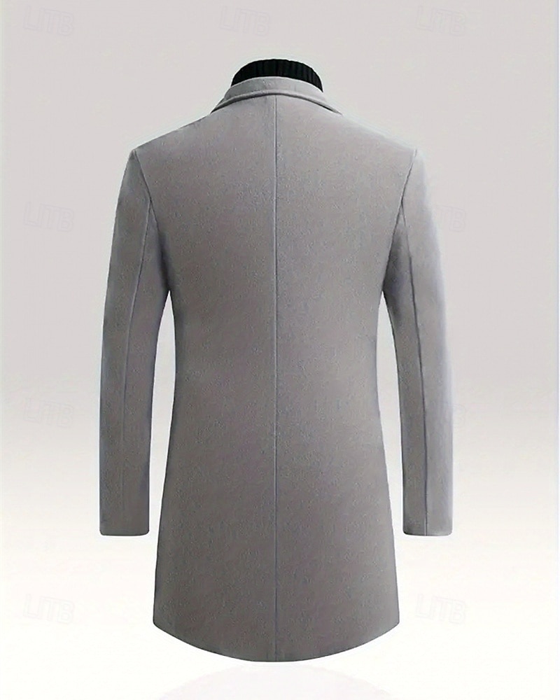 Pánské Kabát Trenčkot Dlouhý trenčkot Dovolená Denní Podzim Zima Polyester Větruvzdorné Zahřívací Svrchní oděvy Oblečení Módní Klasické Bez vzoru Kapsy Klopa Jednořadové sako s jedním knoflíkem 2025 - $36.99 –P5