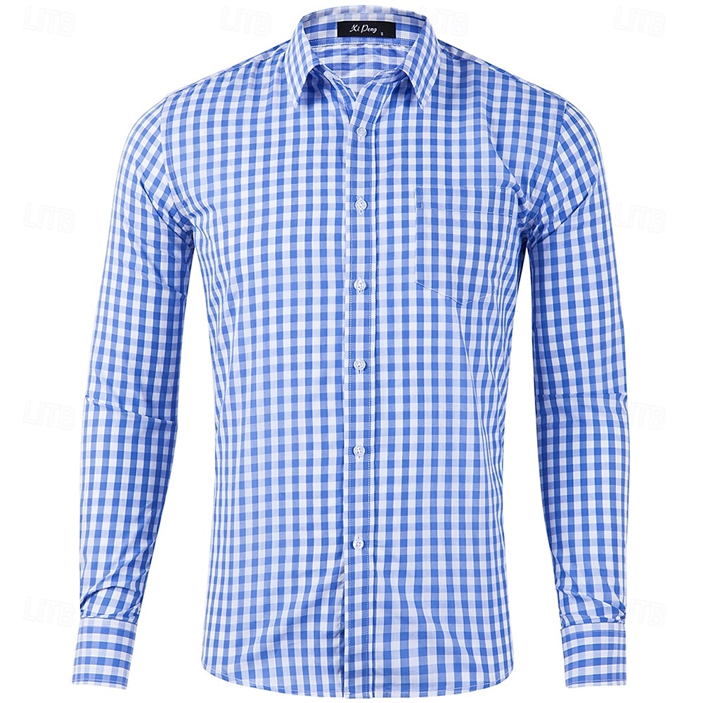 Men's Shirt Dress Shirt Casual Shirt Plaid Shirt Button Up Shirt Red Long Sleeve Checkered Lapel Daily Business Clothing Apparel Cotton Blend Fashion Smart Casual 2026 - $26.99 –P6