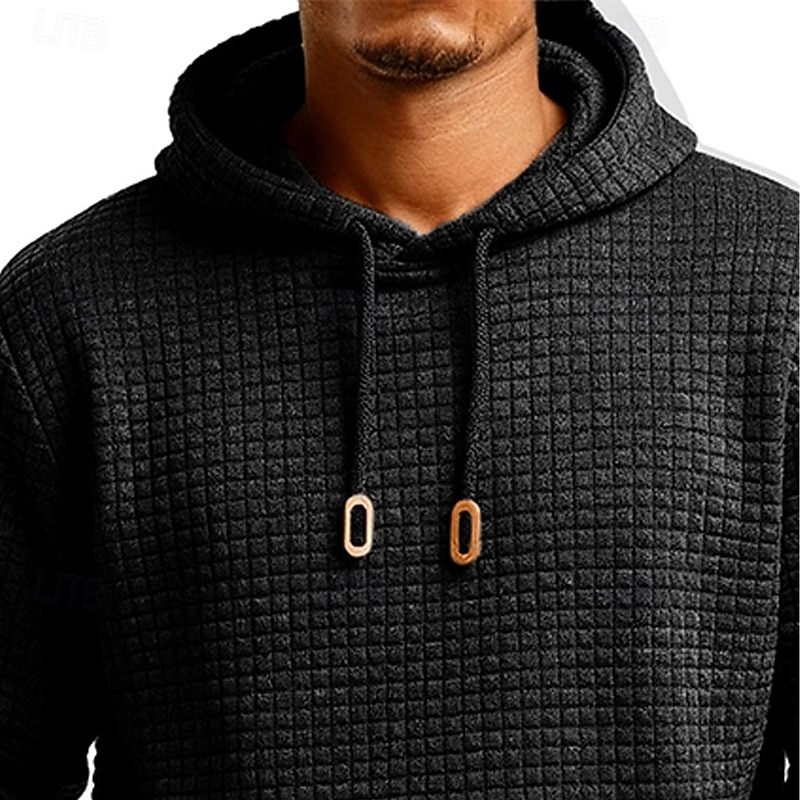 Herren Kapuzensweatshirt Waffle Kapuzensweatshirt Pullover Kapuzensweatshirt Aprikose Weinrot Schwarz Weiß Marineblau Mit Kapuze Einfach Kängurutasche Strukturiert Sport & Outdoor Lässig Täglich 2025 - $27.99 –P12