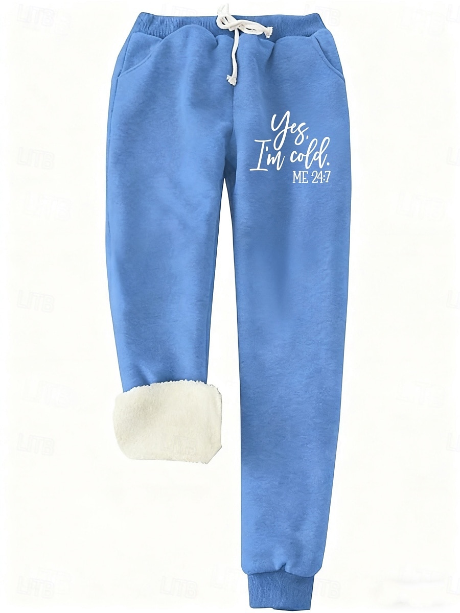 Per donna Pantaloni da tuta Pantaloni in Pile Moda Essenziale Casual Lunghezza intera Vita Alta Lettera Coulisse Tasca Stampato Calore Termico Antivento Comodo Elasticizzato Vacanza Streetwear Casual del 2026 a $16.99 –P3