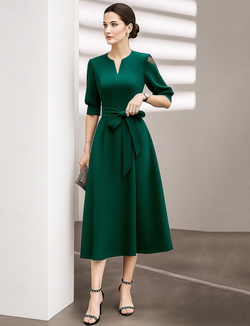 A-Linja Tee Pituuden Juhlapuku Kokkarepuku Häätvierasasu Morsiamen Äidin Puku Puolihihna V-kaulaosa Elegantti Vintage Juhla Rypytyksillä 2026 - $89.99 –P1