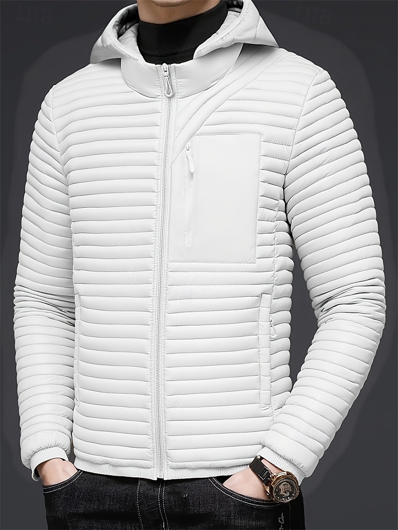 Муж. Зимнее пальто Пуховик Стеганая куртка Карман Полиэстер Отпуск На каждый день Свидание Обычная Мода На каждый день Удобный Сохраняет тепло Зима Сплошной/однотонный цвет Белый Синий Пуховик 2026 - $56.99 –P1