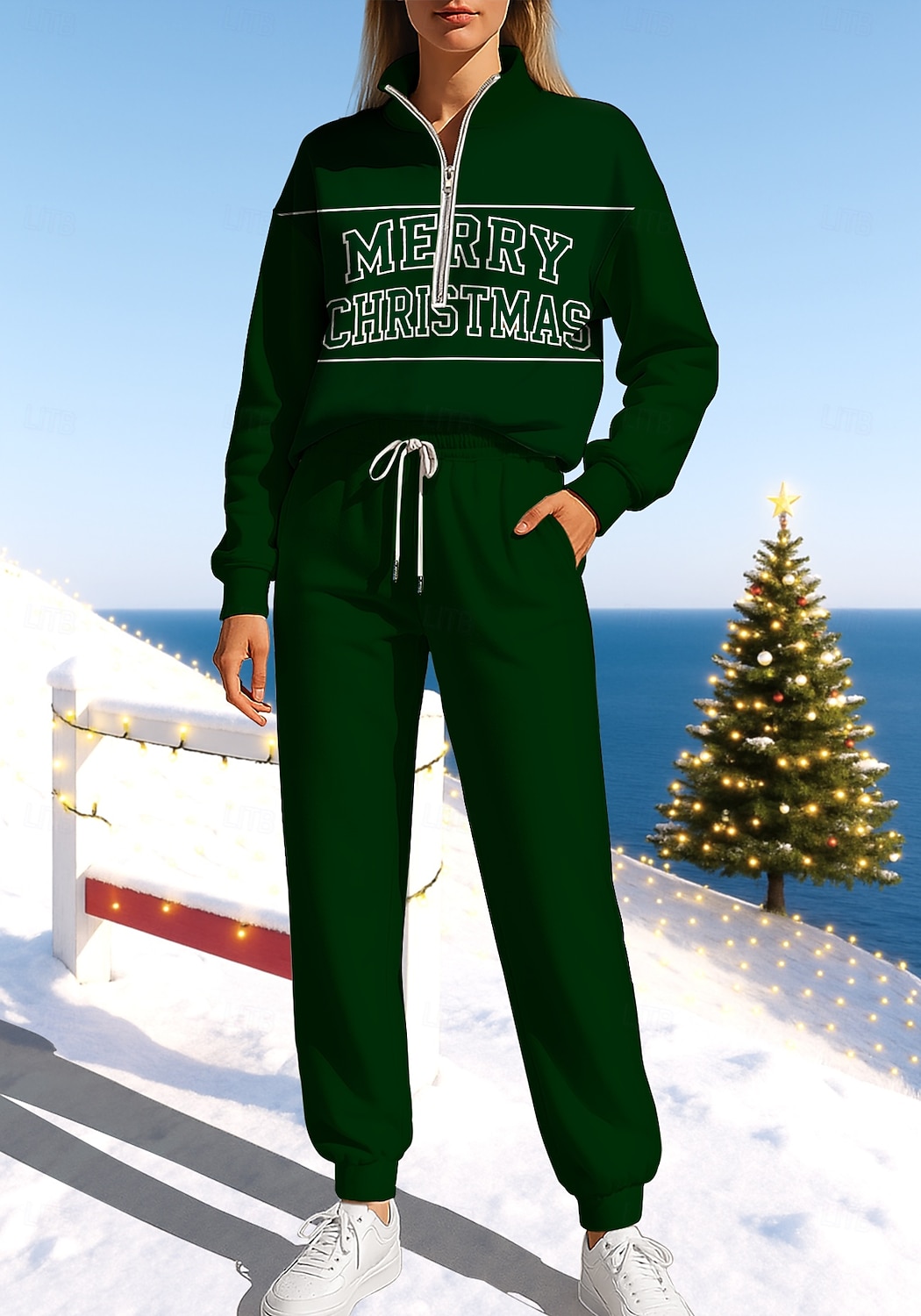 Natal Mulheres Moletom Suéter Roupa de corrida Com Cordão Zíper Jaquetas e Calças Para Esporte Conjunto de roupa atlética Conjuntos Primavera Vinho Azul Marinho Escuro Casual Exercite-se Exterior de 2025 por $39.99 –P4