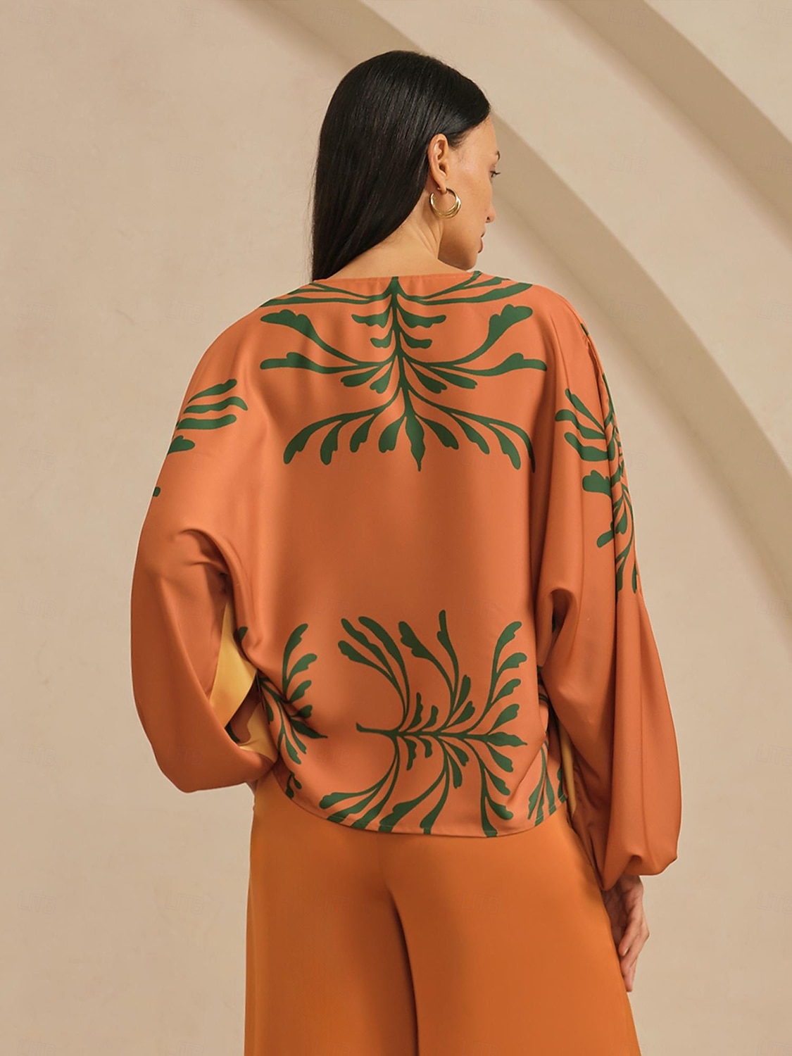 női bő szárú nadrág khaki szatén rugalmas derék rakott hawaii vakáció hétköznapi tavasz nyár ősz 2026 - $79.99 –P7