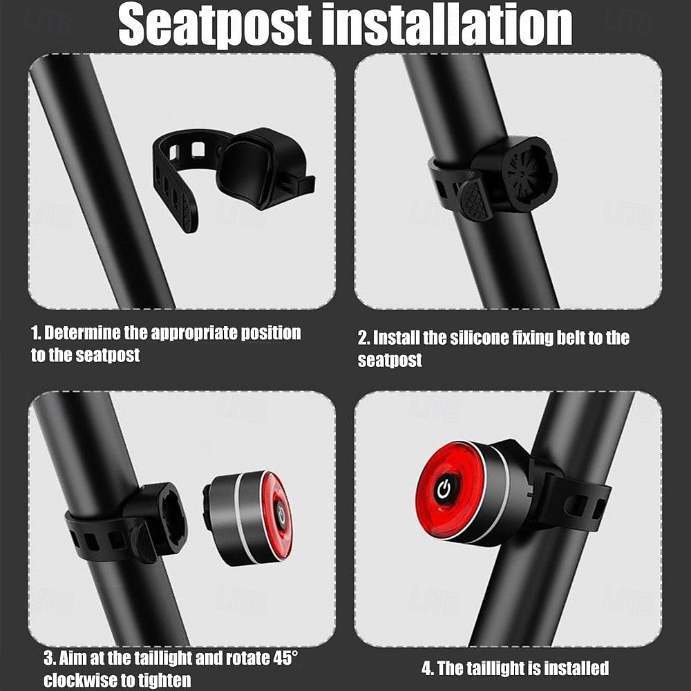 USB-uppladdningsbart cykelbakljus automatisk sensor bakljus cykelutrustning cykeltillbehör vattentät bromsvarning racercykeltillbehör 2026 - $28.99 –P11