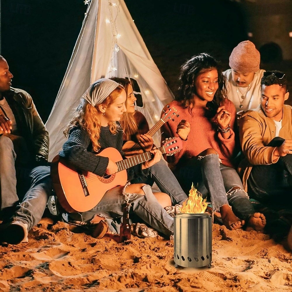Tabletop Fire Pit Smokeless Portable Bonfire 304 Stainless Wood Burning with Grill and Removable Ash Pan, Ideal for Camping and Part 2025 - $54.99 –P5