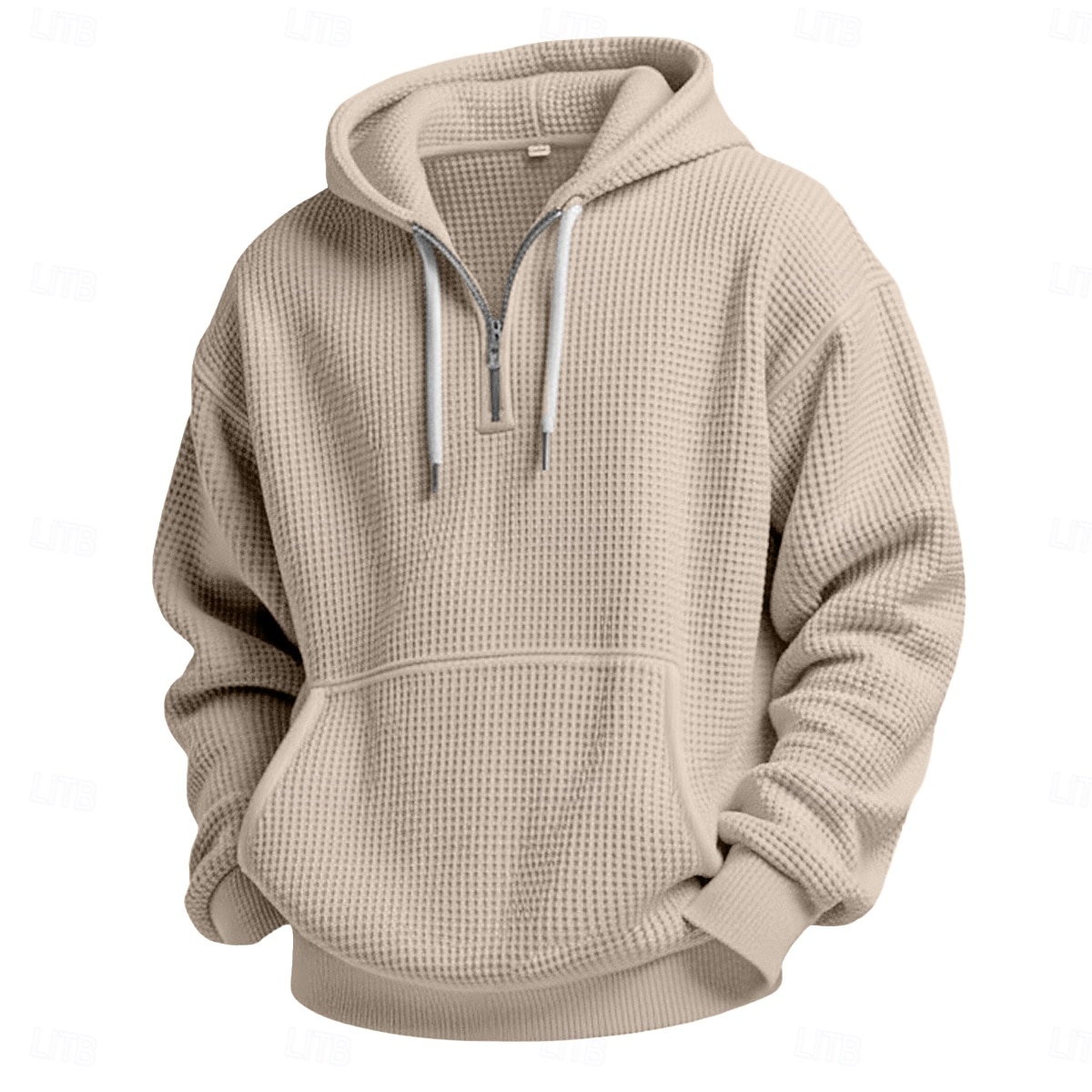Homme Sweat à capuche Sweat à capuche gaufré Sweat à capuche quart zippé Blanche Vert Claire Vert Véronèse Rouge bleu marine À capuche Uni Poche kangourou Texturé Sport & Loisir Occasionnel Quotidien de 2025 ? $27.99 –P7