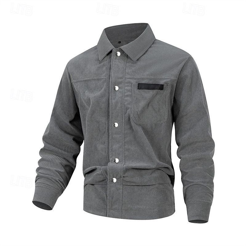 Per uomo Giacca Leggera Giacca in Velluto a Coste Giacca Cargo Giacca Casual Vacanza Quotidiano Traspirante Tasca Primavera Autunno Semplice Moda Classico Bavero Regolare Nero Cachi Grigio Giacca del 2026 a $30.99 –P17