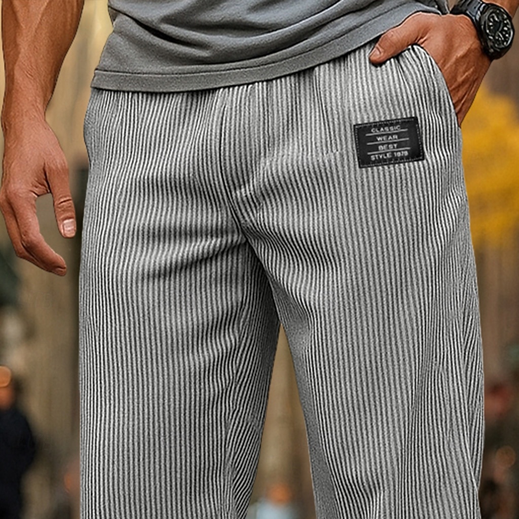 Men's Trousers Corduroy Pants Baggy Pants Straight Leg Sweatpants Drawstring Elastic Waist Solid Color Comfort Full Length Outdoor Daily Streetwear Vacation Fashion Black Navy Blue Micro-elastic 2026 - $25.99 –P3