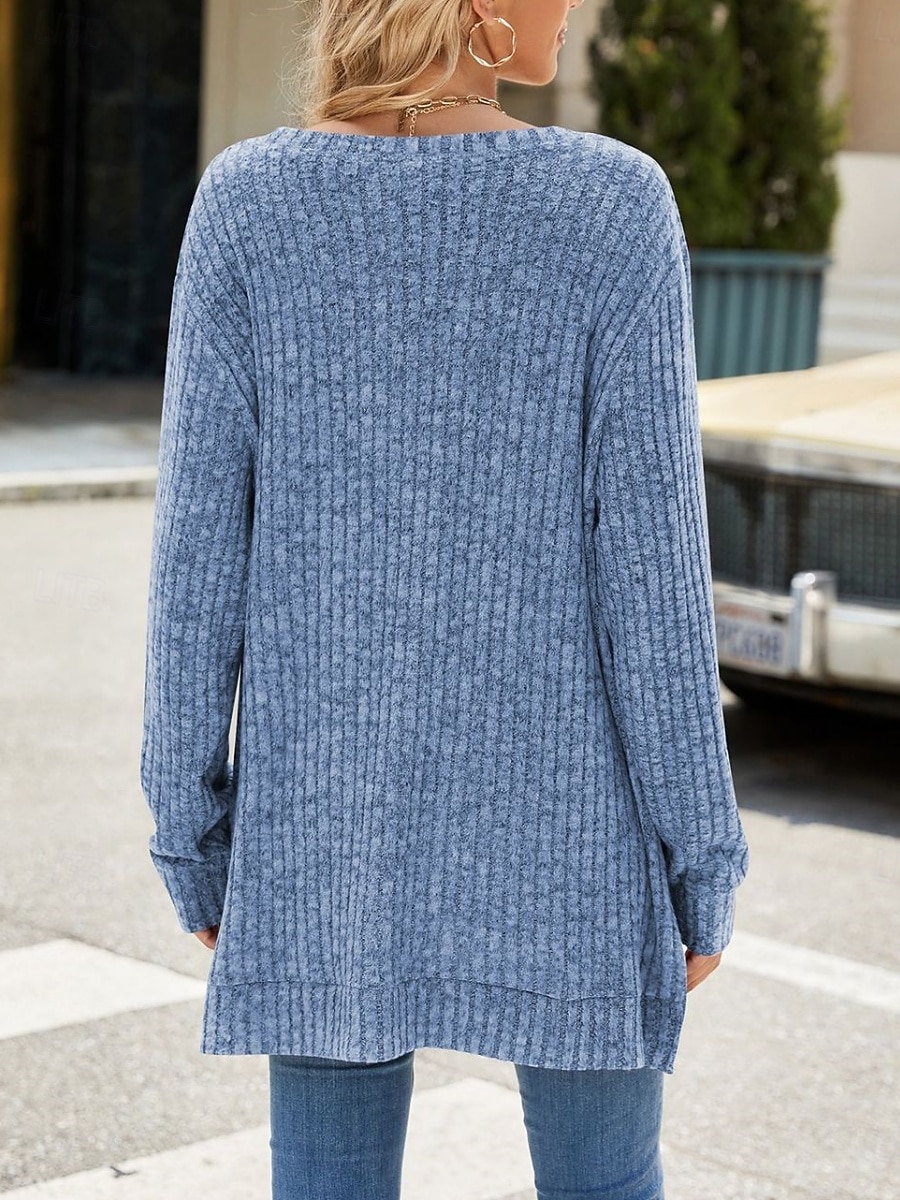 Naisten Pusero Yhtenäinen väri Tyylikäs Vapaa-aika Pitkähihainen Tiukka pyöreä kaula-aukko Tavalliset topit Päivittäin Rypytetty Ruohonvihreä Musta Punastuvan vaaleanpunainen Viini Sininen Kevät 2025 - $23.99 –P8