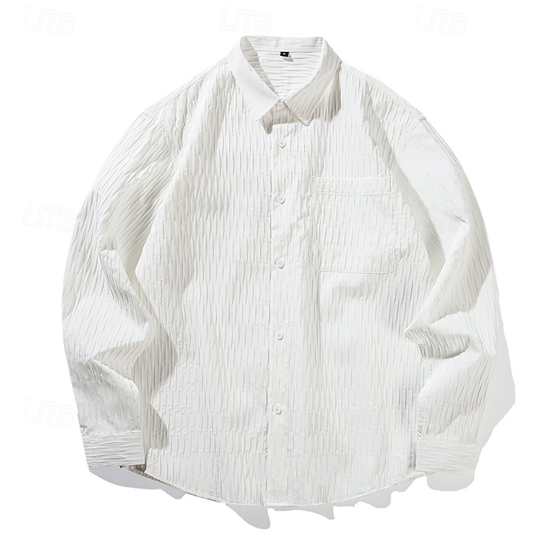 Homens Camisa Social Camisa casual camisa de praia camisa de botão Camisa de algodão Preto Branco Verde Manga Longa Côr Sólida Tecido Aberto para a Lateral Férias Casual Bolsos Roupa Moda Moderna de 2026 por $25.99 –P2