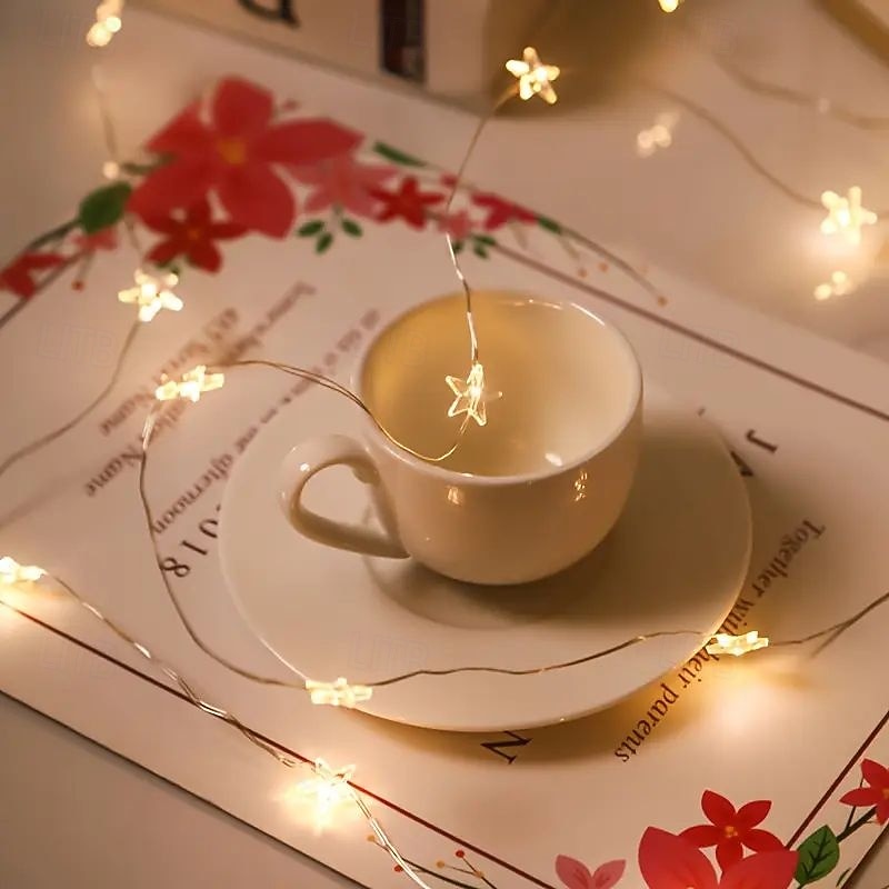 Guirlande lumineuse de Noël en fil de cuivre, 2 m, 20 LED, alimentée par piles, pour Noël, la Saint-Valentin, un mariage, un arbre, une décoration d'intérieur, un éclairage de vacances de 2025 ? $12.99 –P8