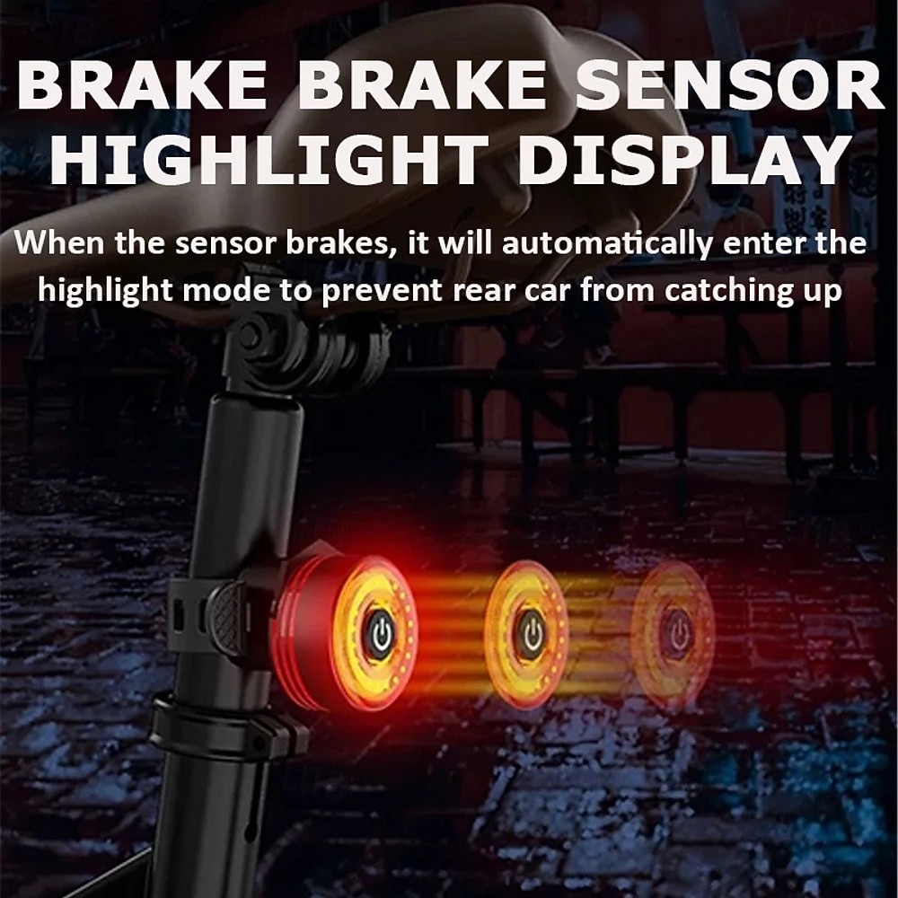 USB-uppladdningsbart cykelbakljus automatisk sensor bakljus cykelutrustning cykeltillbehör vattentät bromsvarning racercykeltillbehör 2026 - $28.99 –P6