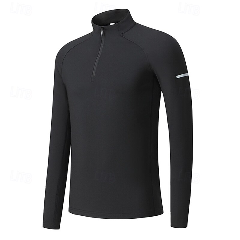 Ανδρικά Μονόχρωμο Tricou de Alergat Πουκάμισο γυμναστικής Αθλητική κορυφή Φθινόπωρο / Χειμώνας Τρίμηνο φερμουάρ Μακρυμάνικο Ένδυση γυμναστικής και άθλησης Moale Αναπνέει 2026 - $27.99 –P7