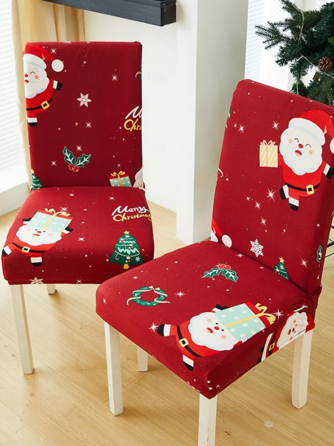 1/2/4PC/6PC Christmas Milk Silk Printed Chair Cover – Decorative, Anti-Slip & Dustproof Slipcover, Soft Stretch Fabric for All Seasons 2025 - $29.99 –P17