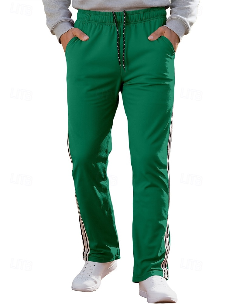 Hombre Pantalones de Deporte Pantalones Pantalones deportivos de pierna recta Correa Bolsillo Cintura elástica Bloque de color A Rayas Comodidad Diario Deporte Moda Casual Vino Verde Ejército 2026 - $20.99 –P5