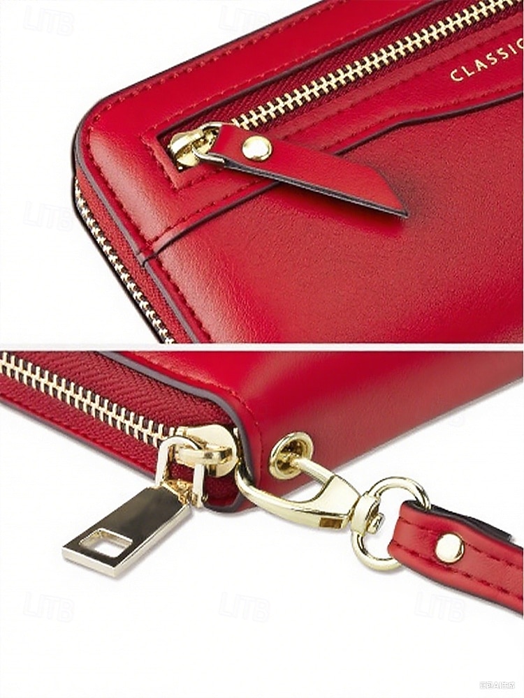 Γυναικείο χριστουγεννιάτικο πορτοφόλι μεγάλης χωρητικότητας, πολλαπλών χρωμάτων, από συνθετικό δέρμα με λεπτομέρεια φερμουάρ, κομψό και πρακτικό, ιδανικό για δώρο διακοπών και καθημερινή χρήση 2026 - $14.99 –P7