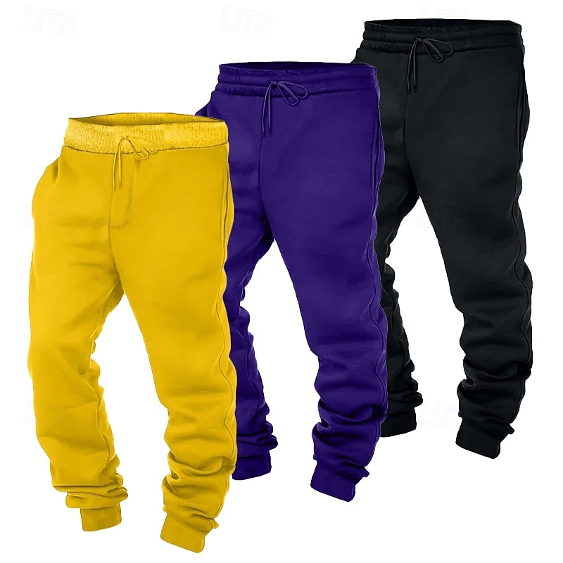 Monipakkaus 3kpl Miesten Punainen+violetti+keltainen Veryttelyhousut Lenkkeilijät Fleece-housut Kurenauha Joustava vyötärö Tavallinen Loma Arki-asut Polyesteri Syksy 2026 - $29.99 –P4
