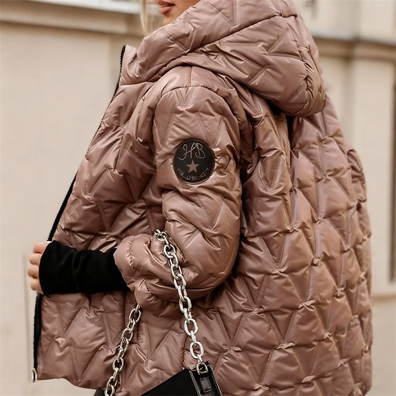 Damskie Dół kurtka puchowa Pikowana kurtka Zatrzymujący ciepło Wygodny Zamek Kieszeń Moda Codzienny Równina Ulica Dzienne zużycie Wyjściowe Zamek błyskawiczny Regularny Kaptur Regularny Długi rękaw 2025 - $67.99 –P5