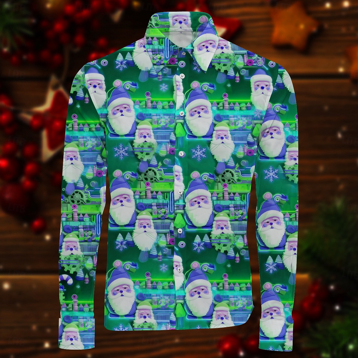 Karácsony Hosszú ujjak Gombos ing Mikulás Grafikus Újdonságok Vicces mert Férfi Felnőttek 3D nyomtatás mert Karácsony Farsang Újév Parti 2025 - $29.99 –P2