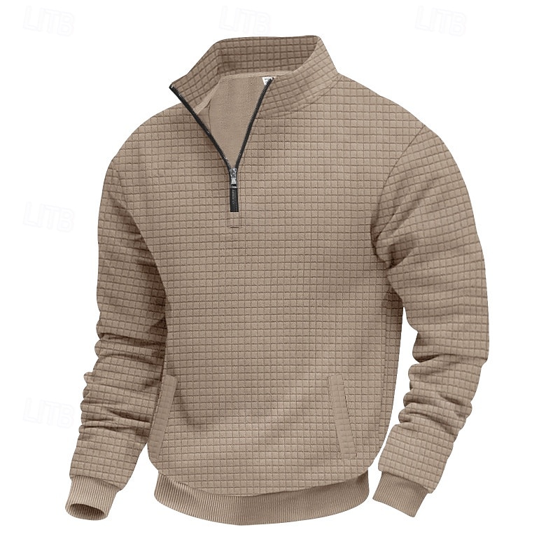 Homme Sweat-shirt Sweat-shirt quart de fermeture éclair Gris Clair Demi-zip Uni Jacquard Quotidien Sport & Loisir Fête Polyester Streetwear Basique Occasionnel Printemps Automne Vêtement Tenue Pulls de 2026 ? $28.99 –P18