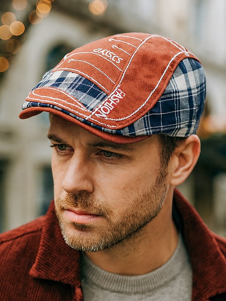 Casquette plate à carreaux en coton pour homme, chapeau gavroche vintage en lierre avec coupe ajustable, cadeau de Noël élégant pour les tenues décontractées et les voyages en plein air de 2025 ? $18.99 –P3