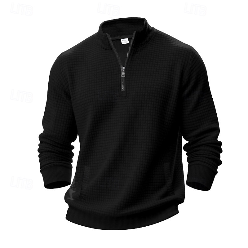 Homme Sweat-shirt Sweat-shirt quart de fermeture éclair Gris Clair Demi-zip Uni Jacquard Quotidien Sport & Loisir Fête Polyester Streetwear Basique Occasionnel Printemps Automne Vêtement Tenue Pulls de 2026 ? $28.99 –P13