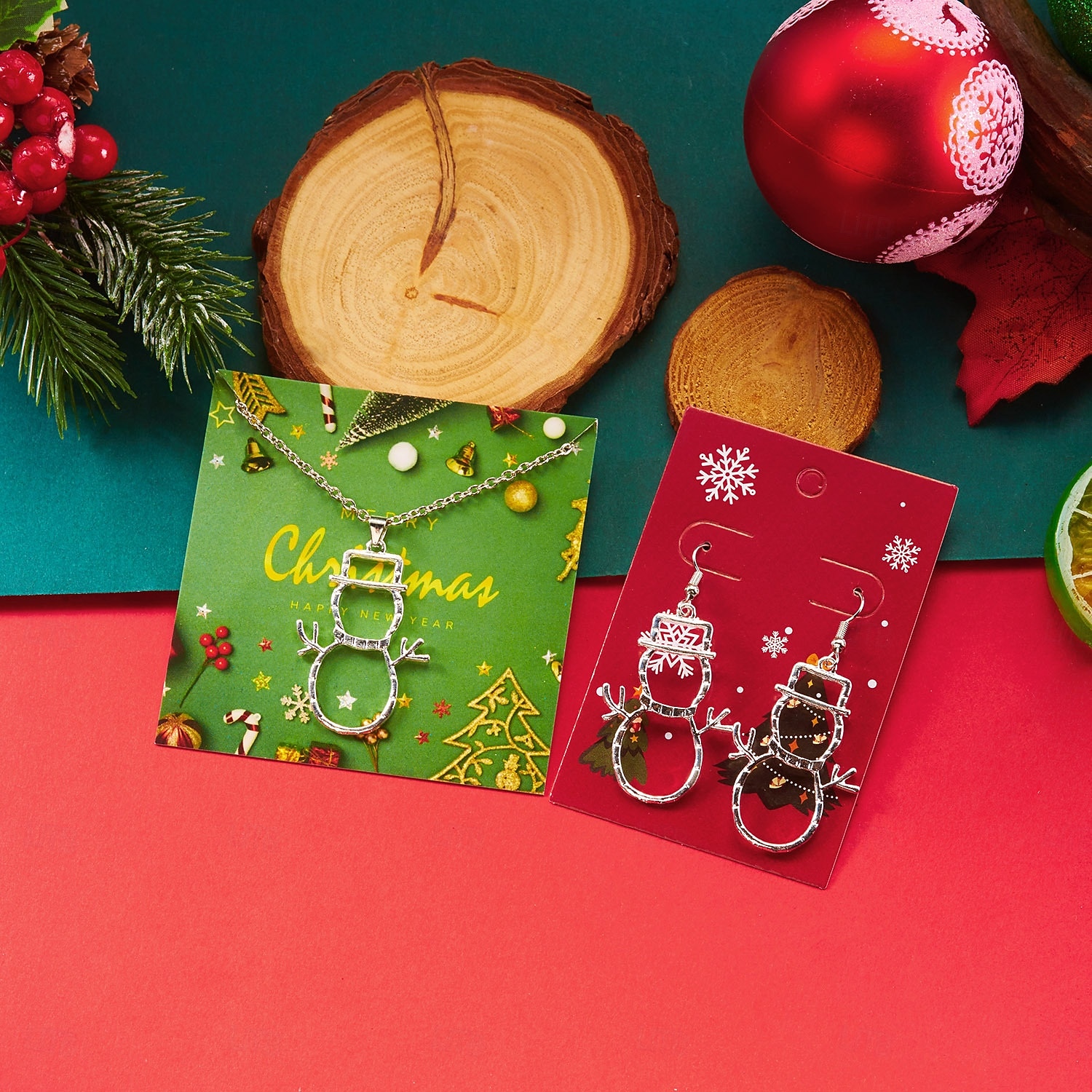 2026年 女性用ピンクのクリスマスツリージュエリーセット、ゴールドトーンのエナメルネックレスとイヤリング、冬のパーティーやギフトに最適なホリデーアクセサリー &衣装  コレクション – $11.99 –P6