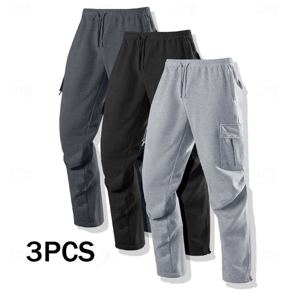 Men's Cargo Sweatpants Fleece Pants Joggers Trousers Casual Pants Drawstring Elastic Waist Multi-pack Solid Color Windproof Outdoor Full Length Outdoor Casual Daily Fashion Streetwear 2025 - $35.99 –P1
