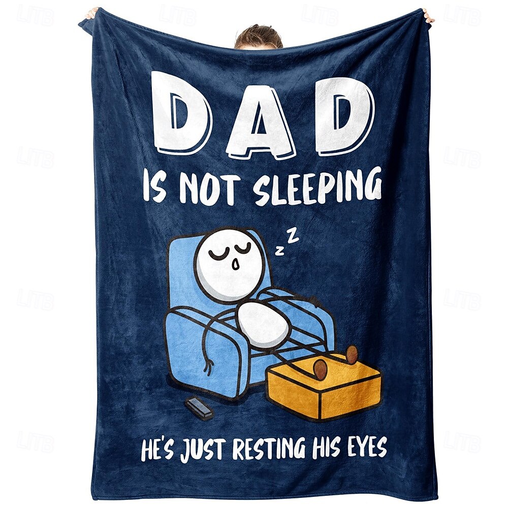 Día del padre Manta Mantas de vellón Manta para sofá Regalo papá 3D Gracioso Humorístico Sofá Cama Manta decorativa Manta cálida Decoración del hogar 2026 - $19.49 –P1