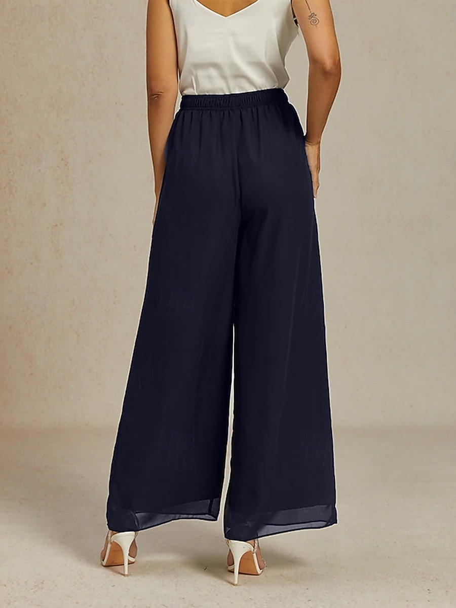 Dame Frekk Elegant Full lengde Middels midje Elastisk Navyblå Sommer Vår Høst 2026 - $59.99 –P2