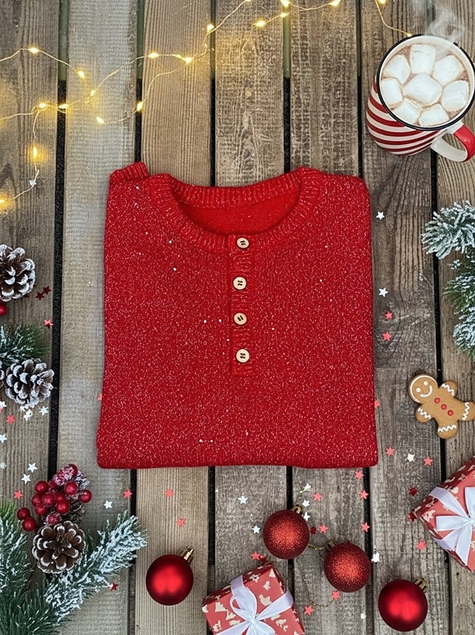 Julens Kvinnors Tröja Elegant Mode Grafisk Crew Neck Tryck Långa Ärmar Regulator Tops Stickad Hem Daglig Röd Grön Vår Höst 2025 - $33.99 –P3