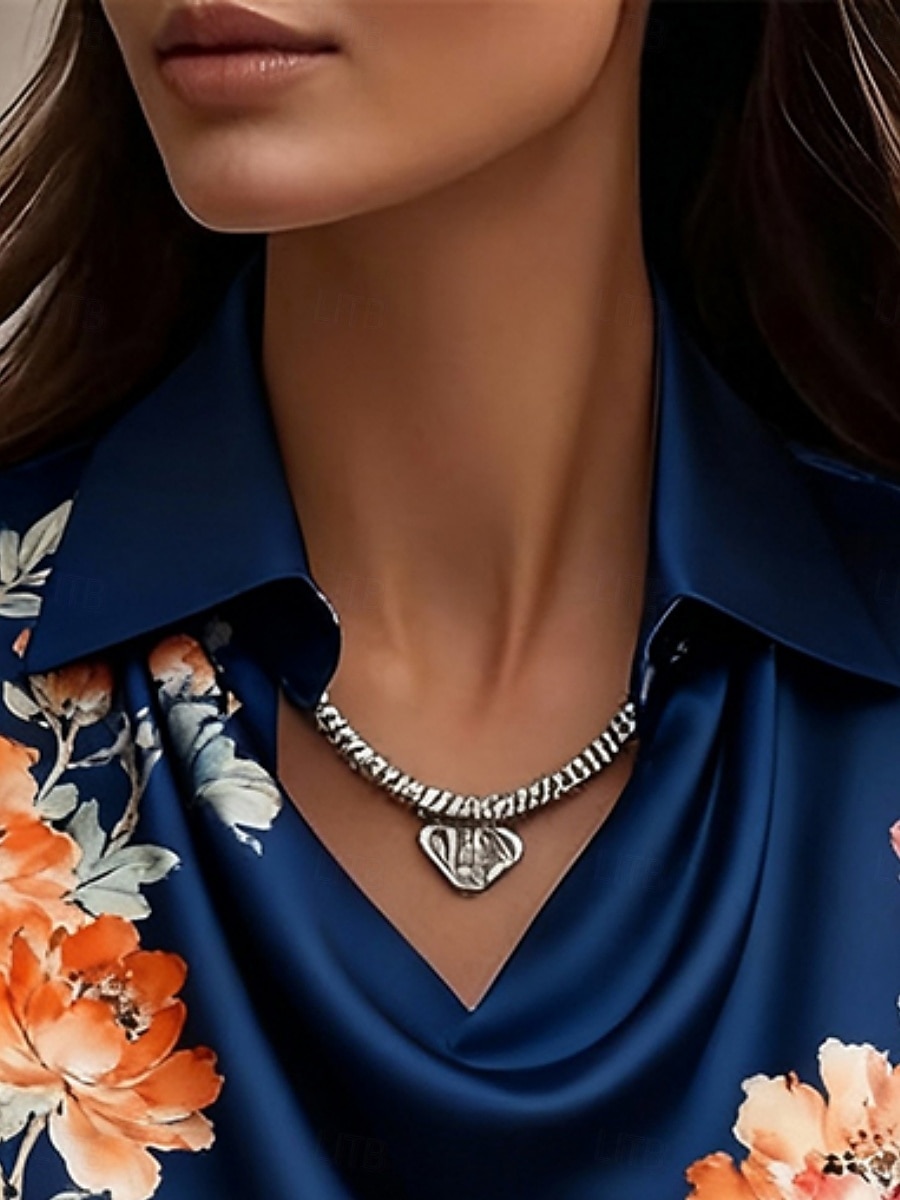 Pentru femei Cămașă Imprimeu Decorat Floral Elegant Stilat Casual Manșon Lung Glugă Gât Topuri obișnuite Zilnic Muncă Concediu Bleumarin Primăvară Toamnă 2026 - $34.99 –P2