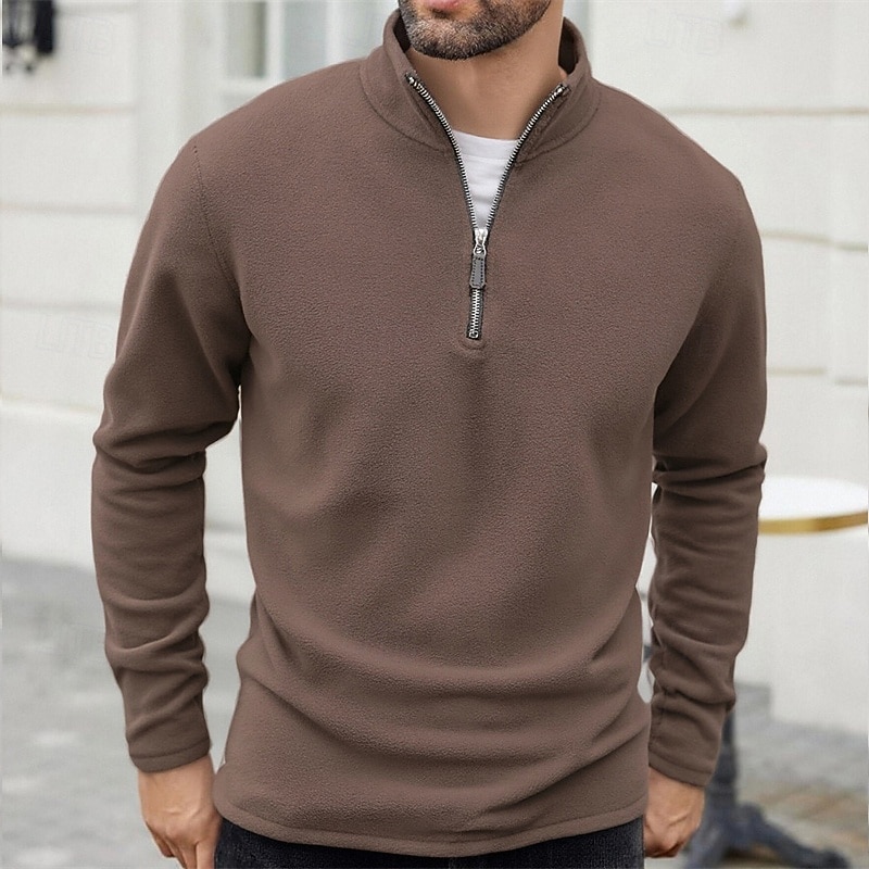Homens Moletom Moletom de lã Moletom com zíper Preto Roxo Cáqui Café Verde Claro Meio Zíper Tecido Quarter Zip Desportos e Ar livre Diário Feriado Poliéster Roupa de rua Básico Casual Outono Inverno de 2026 por $26.99 –P14