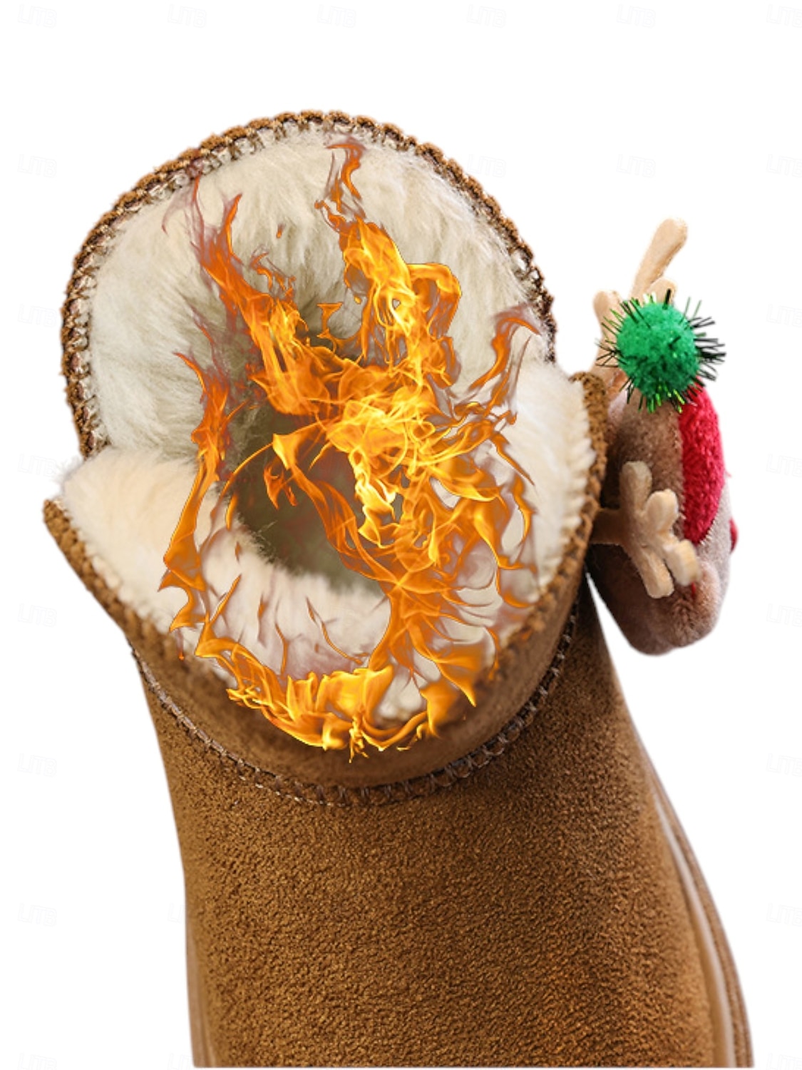 Теплые детские рождественские сапоги на меху с подвеской в виде оленя — уютная зимняя обувь для праздничных приключений 2025 - $26.99 –P7