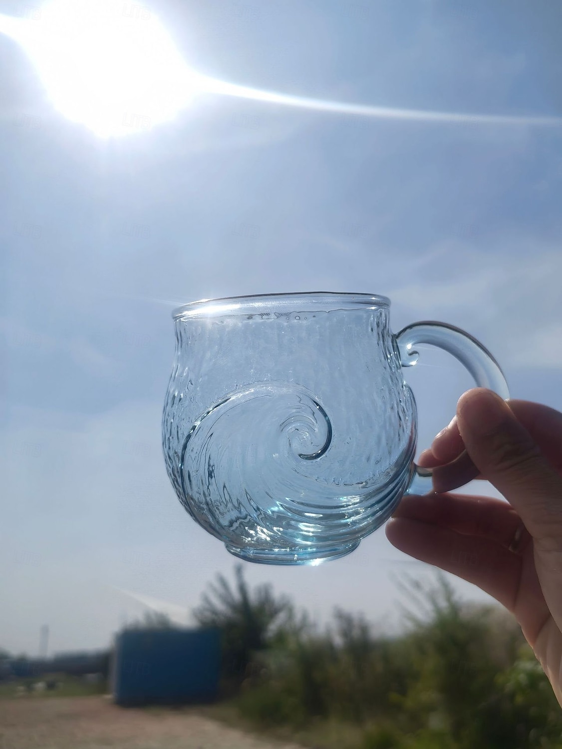 ספל גל זכוכית ים, כוס קפה מזכוכית גלי אוקיינוס בעבודת יד, כוס שתייה ססגונית בעבודת יד, מתנה ייחודית לחג המולד לנשים &גברים, מתנה לאוהבי חוף אוקיינוס 2026 - $21.99 –P5