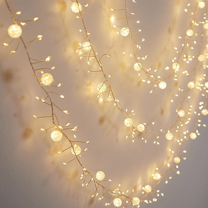 أضواء سلسلة الألعاب النارية، كرات مستديرة، أضواء خرافية بأسلاك نحاسية، 6 متر 400 LED، زينة حفلات الزفاف، الحديقة، الشرفة، زينة الأشجار والتراس 2026 - $76.99 –P1