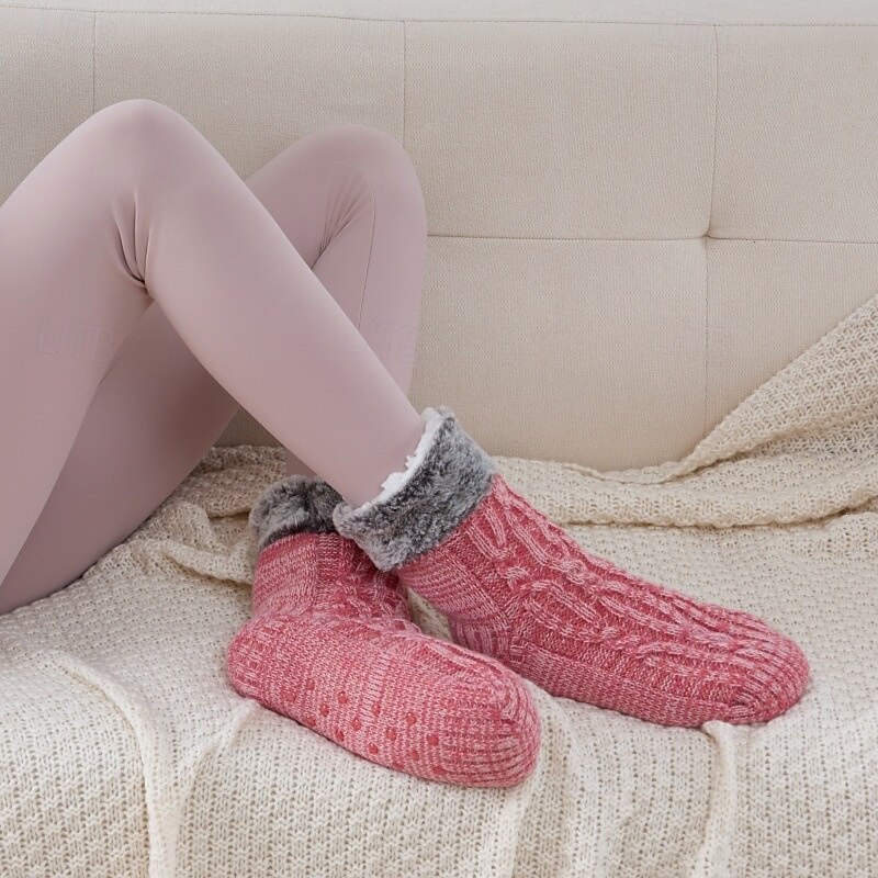 Pörröiset tohvelisukat naisille ja miehille, paksut fleecevuoratut liukumattomat lattiasukat kahvoilla, mukavat ja lämpimät talvisukat kotiin 2026 - $16.49 –P10