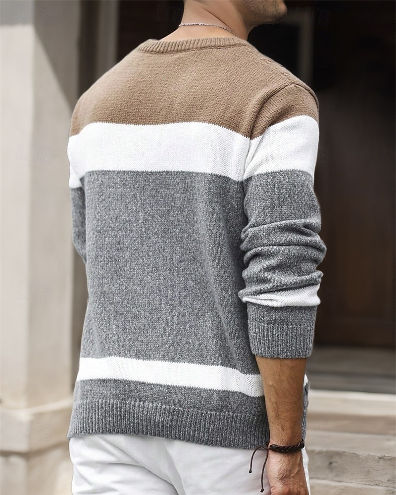 Męskie Sweter sweter Sweter z dzianiny Prążkowany Robić na drutach Zwykłe topy Dzianiny Kolorowy blok Półgolf Moda Podstawowy Urlop Dzienne zużycie Odzież Jesień Zima Biały Czerwony S M L 2026 - $34.99 –P2