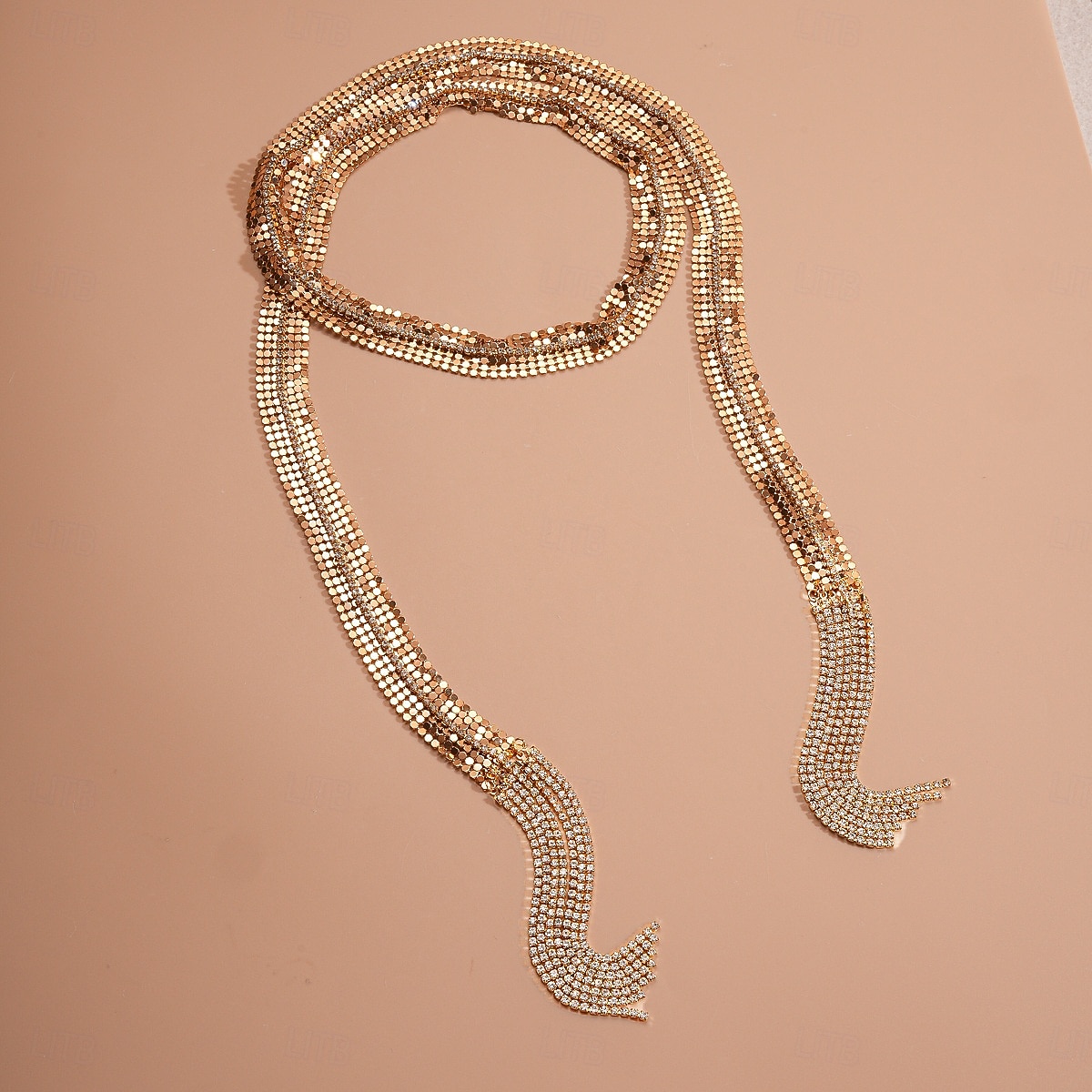 שרשרת קולר מכסף עם גדילים ואבני חן לנשים, תכשיטי שרשרת ארוכים נוצצים למסיבות חג המולד, מתנות לחג &שמלות ערב 2026 - $14.99 –P2