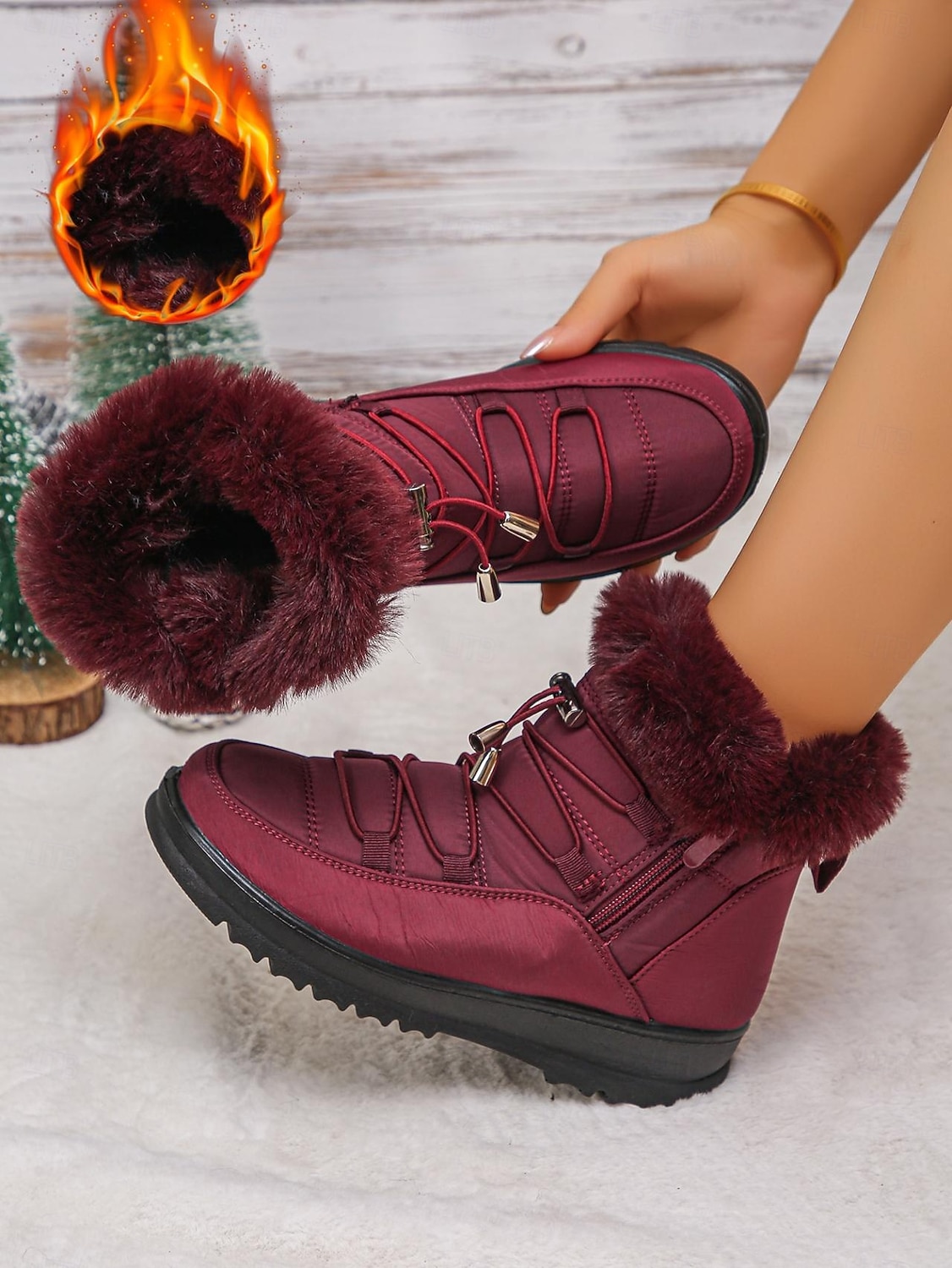 wasserdichte Schneestiefel für Damen mit Kunstfellfutter – Winterstiefel zum Schnüren mit Reißverschluss und verstellbaren Schnürsenkeln, in mehreren Farben erhältlich 2026 - $34.99 –P13