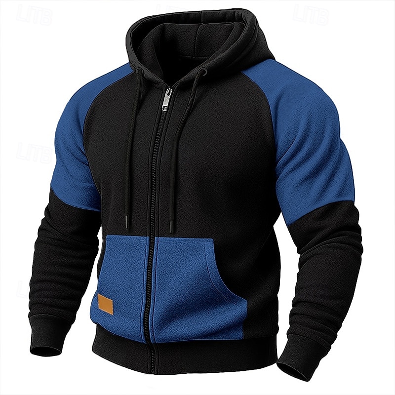 Voor heren Trui met capuchon Hoodie met volledige rits Fleece hoodie Tactische capuchon blauw Khaki Rood Bruin Groen Capuchon Effen Vetoketju Casual Dagelijks Sport & Outdoor Katoen Polyester 2026 - $28.99 –P3