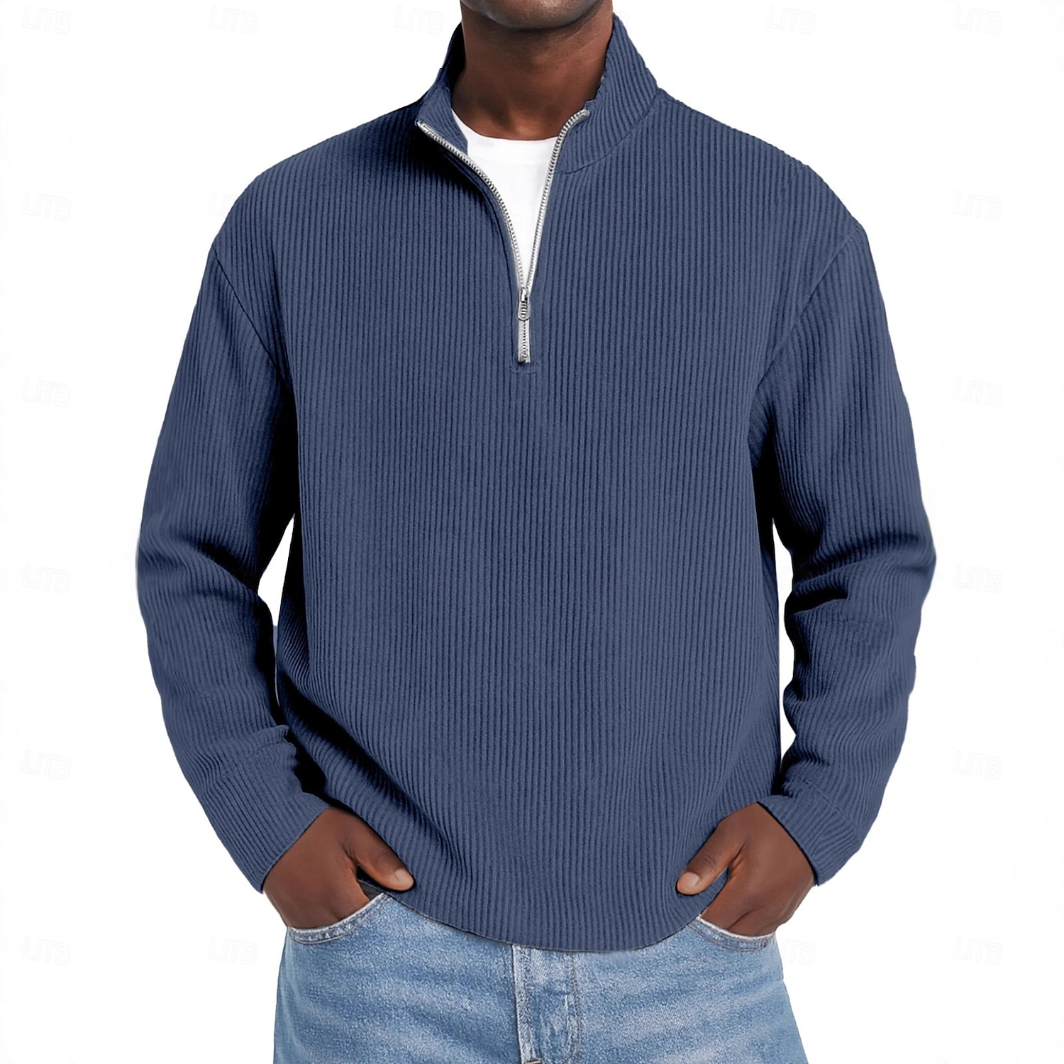 Men's Corduroy Shirt Textured Casual Outdoor Quarter Zip Long Sleeve Fashion Modern Solid Color Warm Corduroy Fall Spring &  Fall Fall & Winter Regular Fit Blue Dark Red Black Navy Blue Green Khaki 2026 - $25.99 –P2