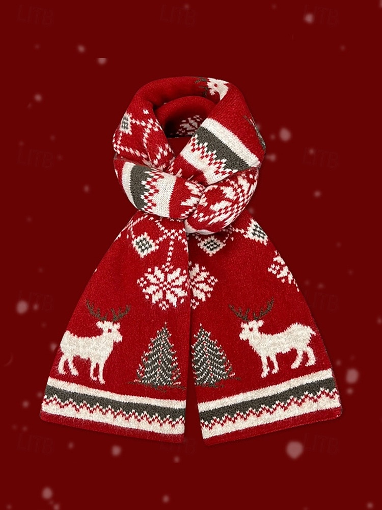 Damen Schal Gestrickt Polyester Weihnachtsbaum Weihnachtsmuster Weihnachten Mode Freizeit 2026 - $24.99 –P4