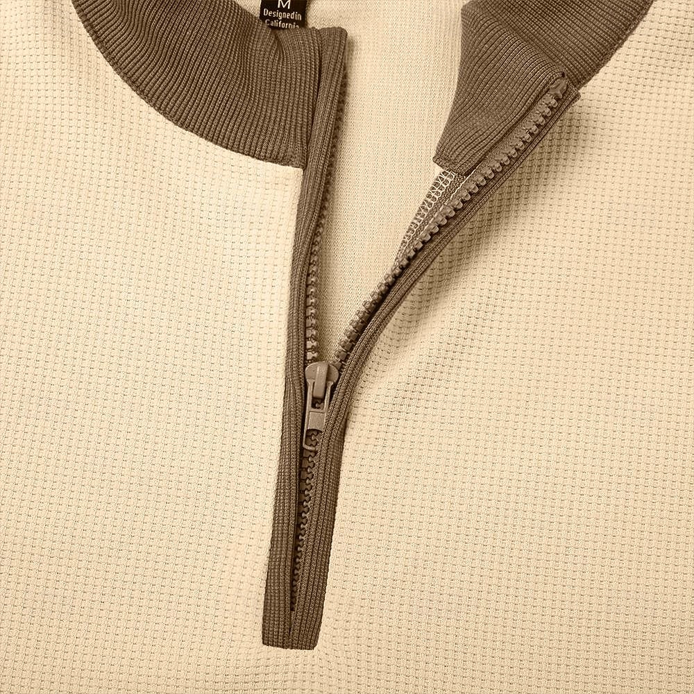 Per uomo Maglietta Waffle Maglietta Manica Lunga Collo alla coreana Tutte le stagioni Blocco di colori Tradizionale / Vintage Casual Con zip All'aperto Casa Sport & Outdoor Cachi Maglietta Top per del 2026 a $25.99 –P4