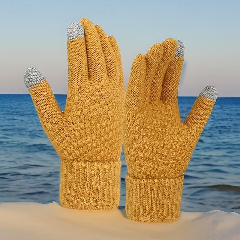 Męskie 1 para Czubki palców Rękawiczki zimowe Dziane rękawiczki Rękawiczki bez palców Moda Nowoczesny Rękawiczki Keep Warm Dzierganie Kolorowy blok Jesień Czarny Biały Żółty Rumiany róż 2026 - $9.49 –P7