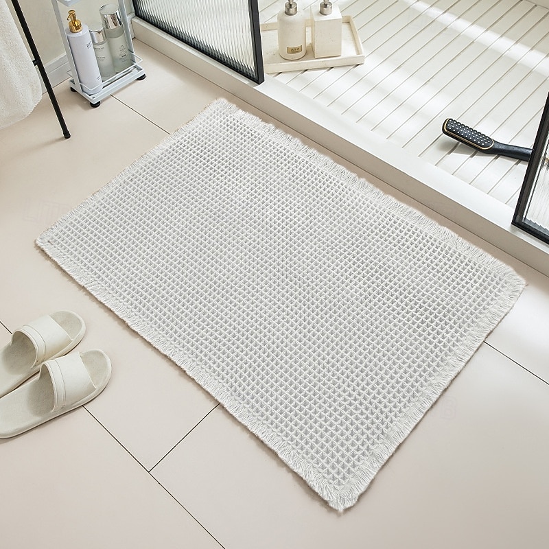 Alfombra de baño tipo gofre, alfombras de baño bohemias antideslizantes y lavables, ultrasuaves, súper absorbentes y de secado rápido, decoración rústica para el baño 2026 - kr.148 –P9