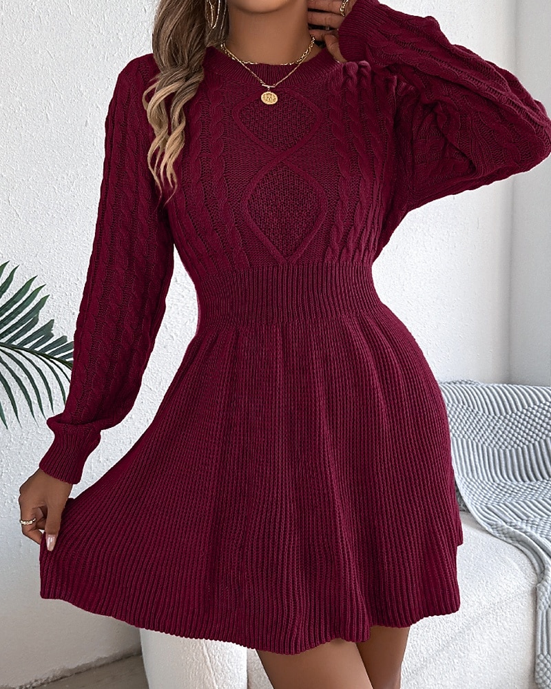 Per donna Mini Abito Abiti in tessuto di lino e policotone Abito in maglia Moderno Quotidiano Natale Uscire Vestibilità regolare Semplice Manica Lunga Girocollo Nero Vino Grigio Autunno Inverno del 2026 a $33.99 –P9
